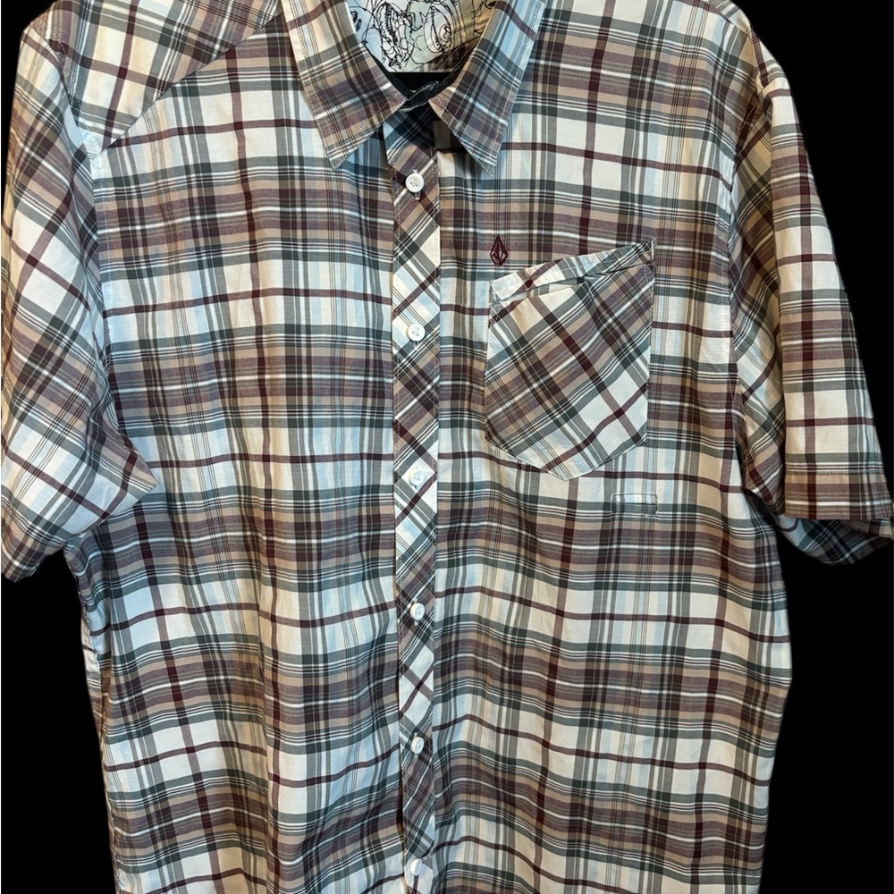 Volcom Multicolor Plaid Button Down Shirt - image 1